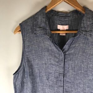 St. Tropez West 100% Linen Shirt Dress Sleeveless